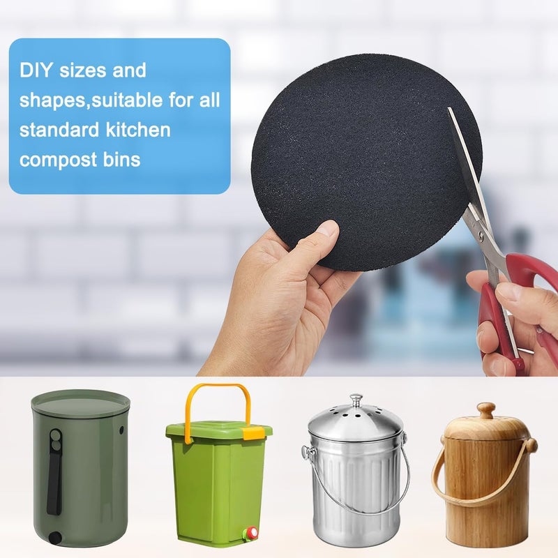 IOUALEY 7.25inch Charcoal Filters for Compost Bucket, 3 Pack Compost Filter for Countertop Bin Pail, Activated Carbon Replacement Filters for Kitchen Compost Bins, Home Bucket Compost Bin Refill, Round - Image 5